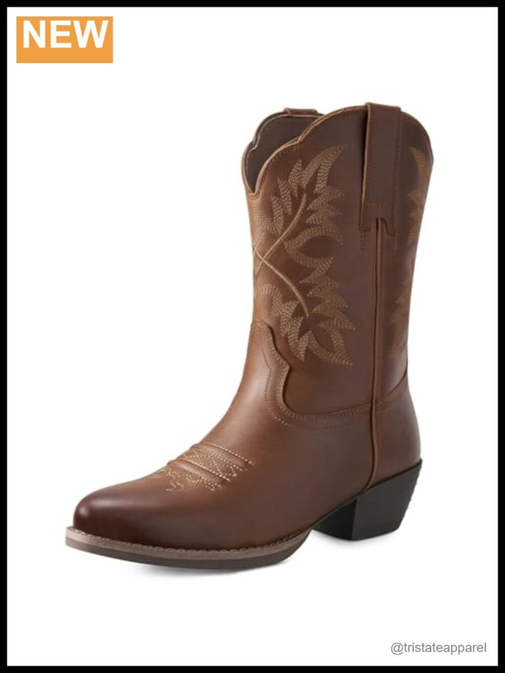 Genuine Leather Cowboy Boots with Western Embroidery